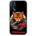 Coque noire taperso pour OPPO A16 et A16S avec motif chat carpe koii japan personnalise protection antichoc personnalisée