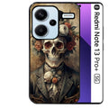 Coque noire taperso pour Redmi Note 13 PRO PLUS 5G avec motif tete de mort chapeau protection antichoc personnalisée