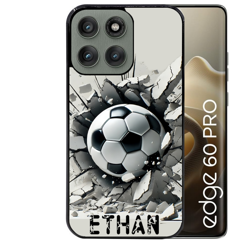 Coque noire taperso pour Moto Edge 60 et Neo Fusion Pro avec motif foot beton personnalisee protection antichoc personnalisée