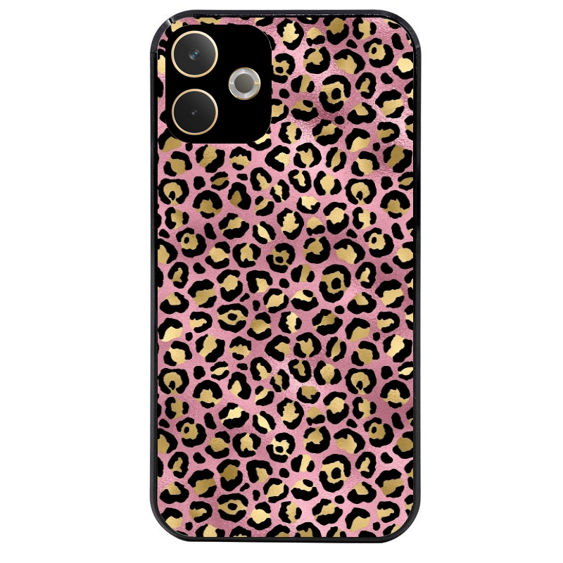 Coque noire taperso pour OPPO A5 PRO 4G et 5G avec motif leopard rose protection antichoc personnalisée