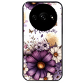 Coque noire taperso pour Redmi A3 avec motif fleur violette personnalisee protection antichoc personnalisée