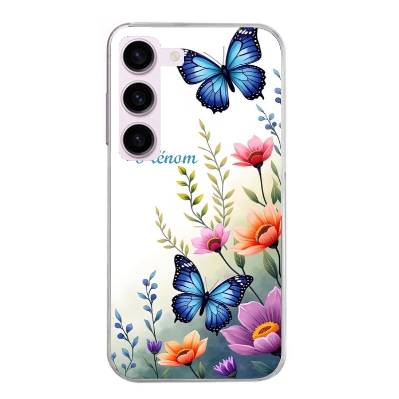 Coque taperso pour Galaxy A13 4G et 5G A23 A53 avec motif papillon prenom personnalisee protection antichoc personnalisée