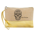 Pochette personnalisée tete de mort calavera en jute et doré en jute et doré