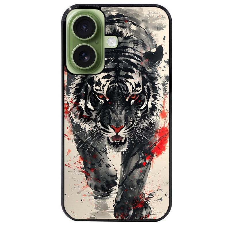 Coque noire taperso pour Iphone 17 17E AIR MAX PRO avec motif tigre japan protection antichoc personnalisée