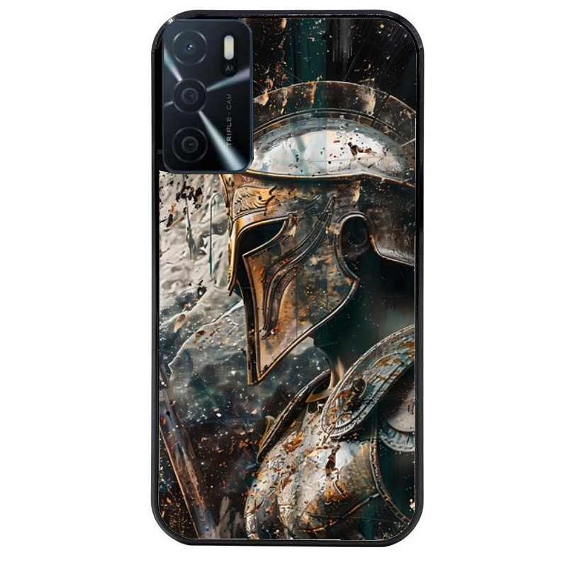 Coque noire taperso pour OPPO A16 et A16S avec motif spartan guerrier protection antichoc personnalisée