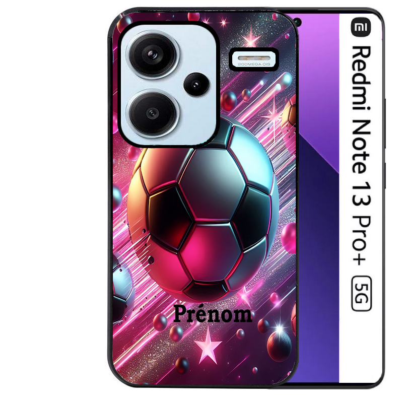 Coque noire taperso pour Redmi Note 13 PRO PLUS 5G avec motif foot etoile personnalisee protection antichoc personnalisée