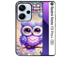 Coque noire taperso pour Redmi Note 13 PRO PLUS 5G avec motif chouette violette protection antichoc personnalisée