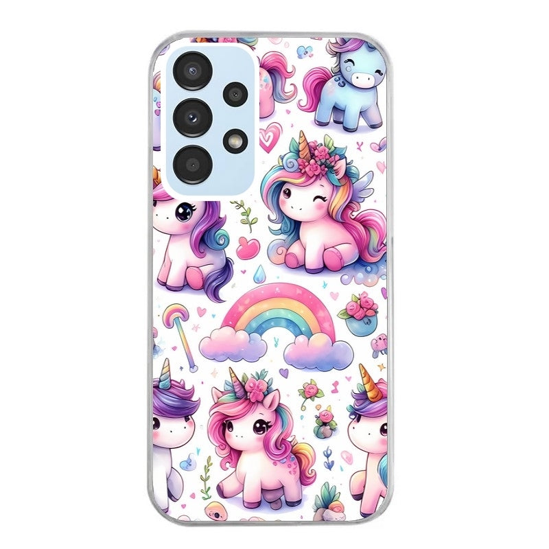 Coque taperso pour Galaxy A13 4G et 5G A23 A53 avec motif licorne arc en ciel protection antichoc personnalisée