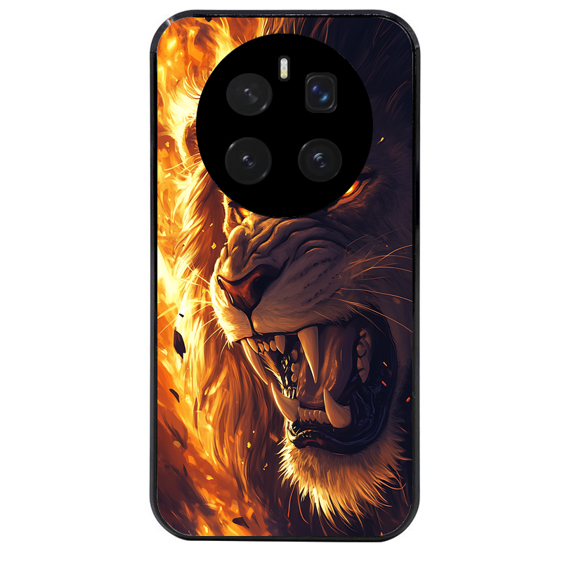 Coque noire taperso pour Magic 7 LITE et PRO avec motif lion flamme protection antichoc personnalisée