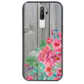 Coque noire taperso pour OPPO A5 A9 2020 avec motif bois gris et fleur rose protection antichoc personnalisée
