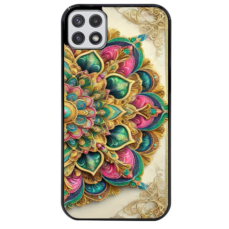 Coque noire taperso pour galaxy A22 A32 A52 A52S 4G 5G  avec motif mandala 3 protection antichoc personnalisée