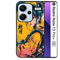 Coque noire taperso pour Redmi Note 13 PRO PLUS 5G avec motif samourai girl anime protection antichoc personnalisée