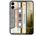 Coque noire taperso pour OPPO A6 A6X 4G et 5G avec motif cassette grise personnalisable protection antichoc personnalisée
