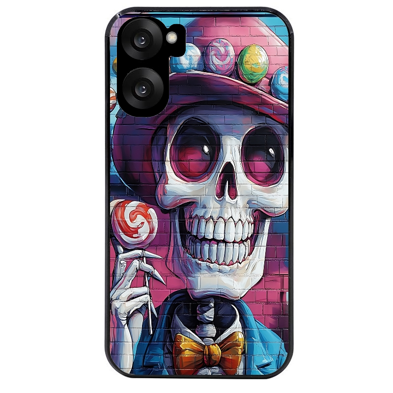 Coque noire taperso pour OnePlus Nord CE5 avec motif tete de mort tag protection antichoc personnalisée