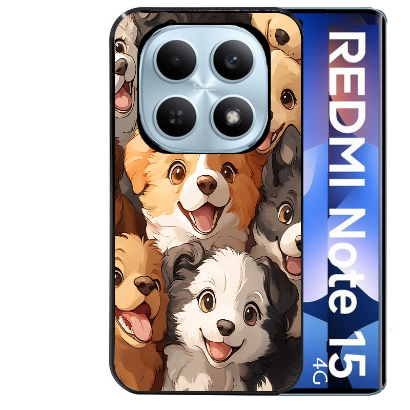 Coque noire taperso pour Redmi Note 15 et PRO PLUS 4G 5G avec motif chien smile protection antichoc personnalisée