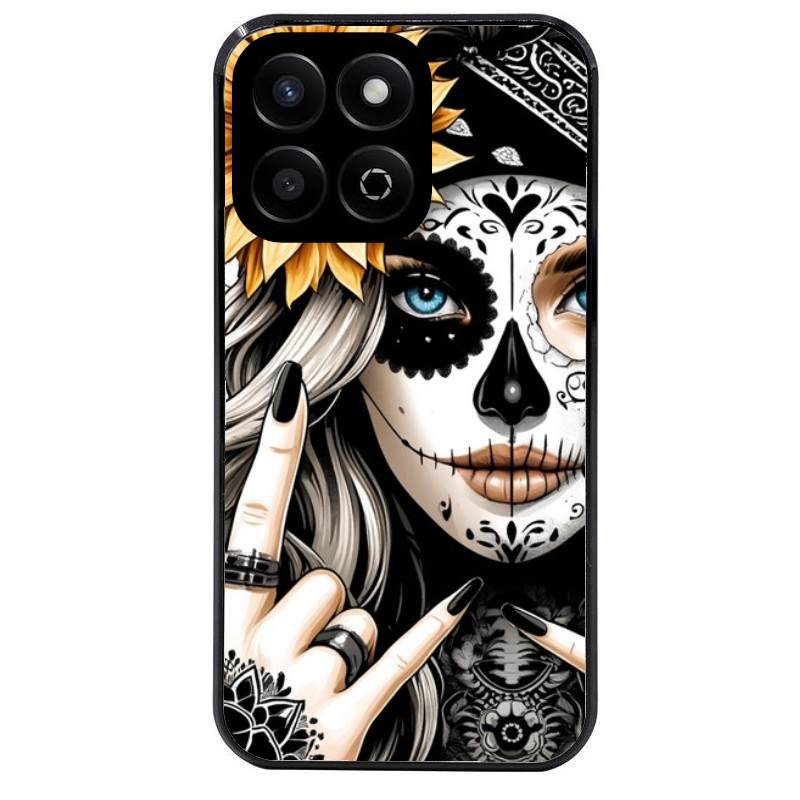Coque noire taperso pour Honor X8 5G avec motif tete de mort tatoo protection antichoc personnalisée