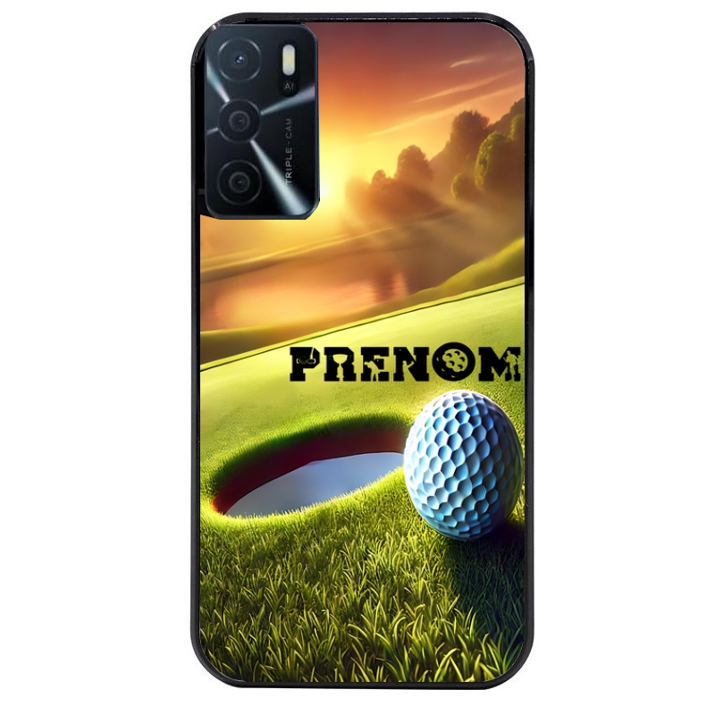 Coque noire taperso pour OPPO A16 et A16S avec motif golf personnalisee protection antichoc personnalisée