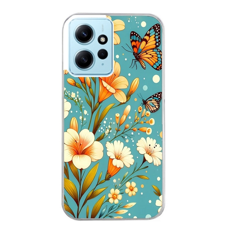 Coque taperso pour Redmi Note 12 4G 5G PRO 4G avec motif fleur orange protection antichoc personnalisée