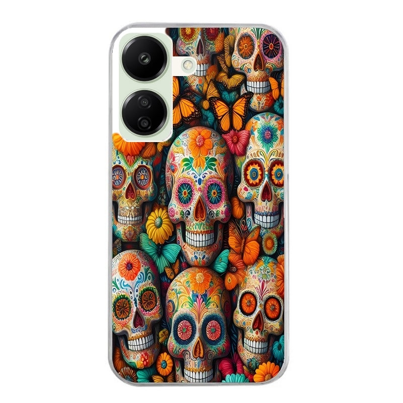 Coque taperso pour POCO C65 4G avec motif mort mexicaine papillon protection antichoc personnalisée