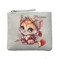 Porte monnaie personnalisé chat cupidon ivoire en feutrine en feutrine ivoire