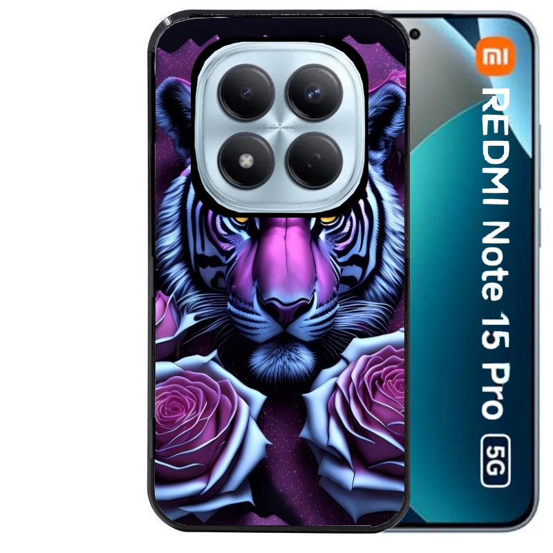 Coque noire taperso pour Redmi Note 15 et PRO PLUS 4G 5G avec motif tigre uv style manga protection antichoc personnalisée
