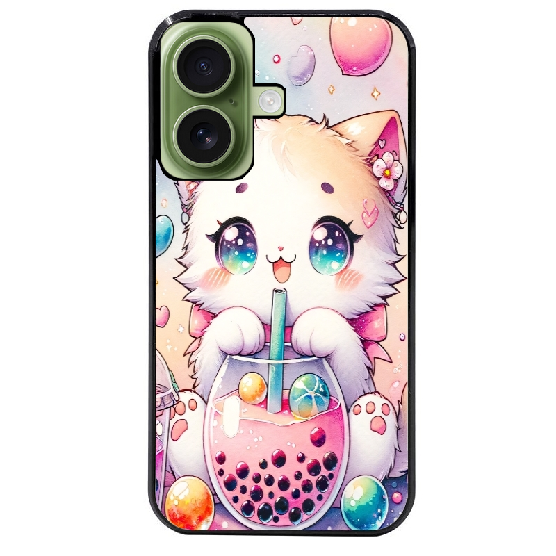 Coque noire taperso pour Iphone 17 17E AIR MAX PRO avec motif chat bubble style manga protection antichoc personnalisée