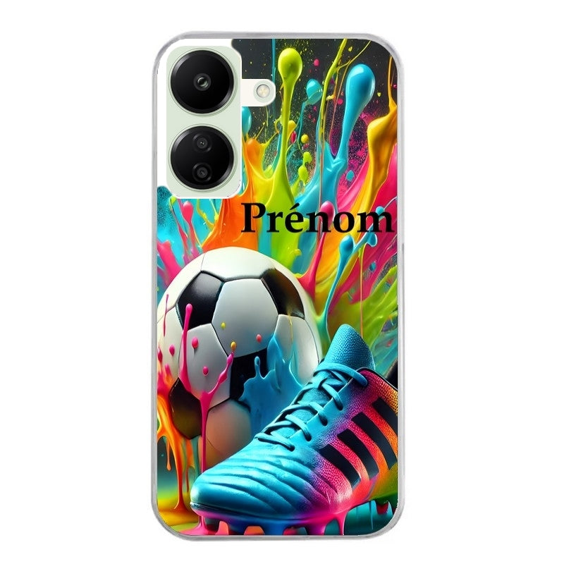 Coque taperso pour POCO C65 4G avec motif foot tricolore personnalisee protection antichoc personnalisée