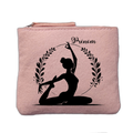 Porte monnaie personnalisé motif yoga zen rose clair en feutrine en feutrine