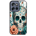 Coque noire taperso pour Moto Edge 60 et Neo Fusion Pro avec motif mort mexicaine turquoise protection antichoc personnalisée