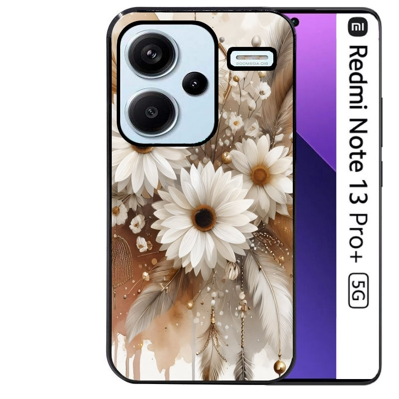 Coque noire taperso pour Redmi Note 13 PRO PLUS 5G avec motif dreamcatcher marguerite protection antichoc personnalisée