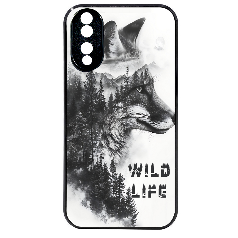 Coque noire taperso pour Honor 70 LITE 90 et LITE avec motif renard fox wild protection antichoc personnalisée