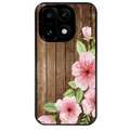 Coque noire taperso pour OnePlus 15 avec motif bois avec fleur rose protection antichoc personnalisée