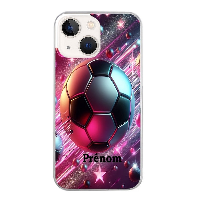 Coque taperso pour Iphone 13 et PRO MINI PRO MAX avec motif foot etoile personnalisee protection antichoc personnalisée