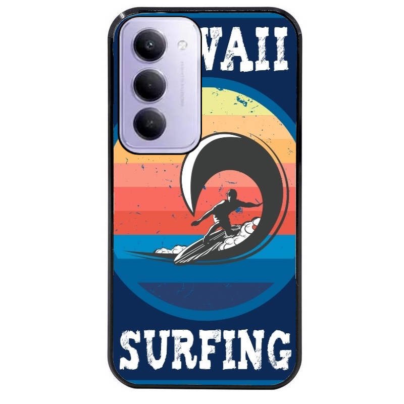 Coque noire taperso pour Redmi 15 4G et 5G avec motif hawaii et surf protection antichoc personnalisée