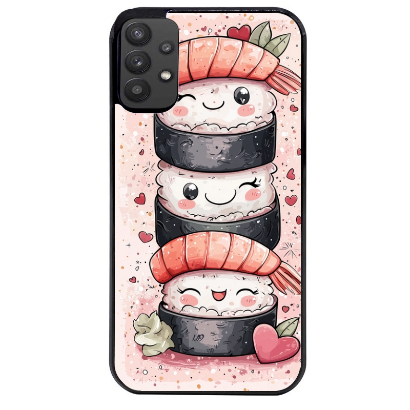 Coque noire taperso pour galaxy A22 A32 A52 A52S 4G 5G  avec motif sushi kawai anime protection antichoc personnalisée