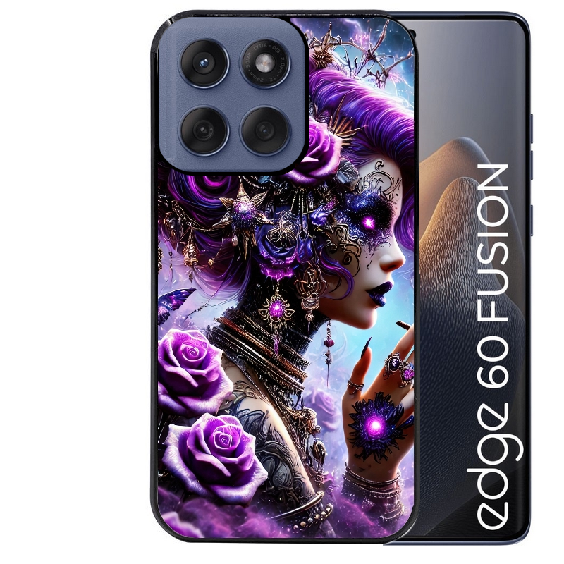 Coque noire taperso pour Moto Edge 60 et Neo Fusion Pro avec motif fee style steampunk protection antichoc personnalisée