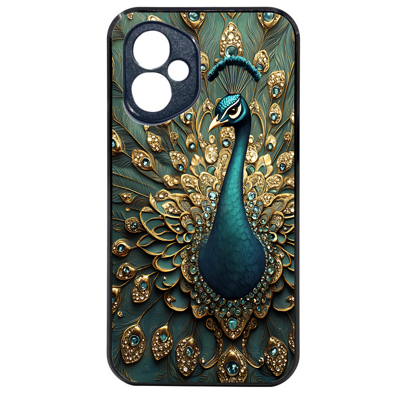 Coque noire taperso pour Honor 400 et Lite Pro Smart avec motif paon bijoux protection antichoc personnalisée