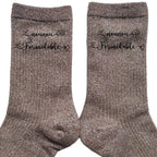 Chaussettes paillettes bronze motif nounou formidable
