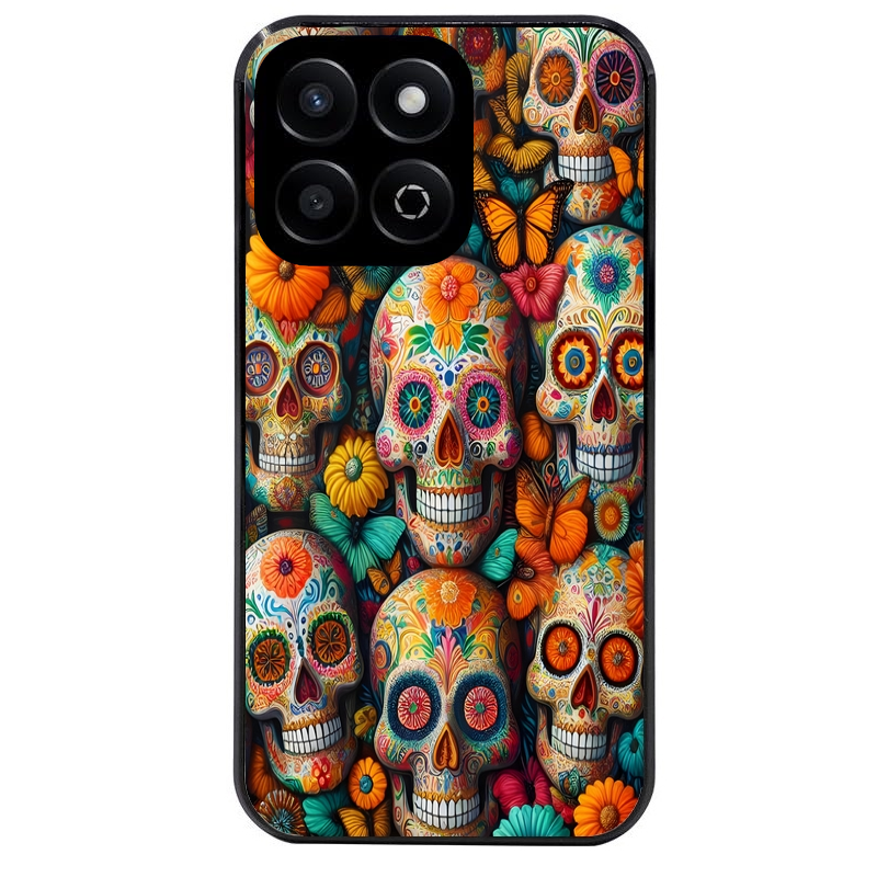Coque noire taperso pour Honor 400 et Lite Pro Smart avec motif mort mexicaine papillon protection antichoc personnalisée