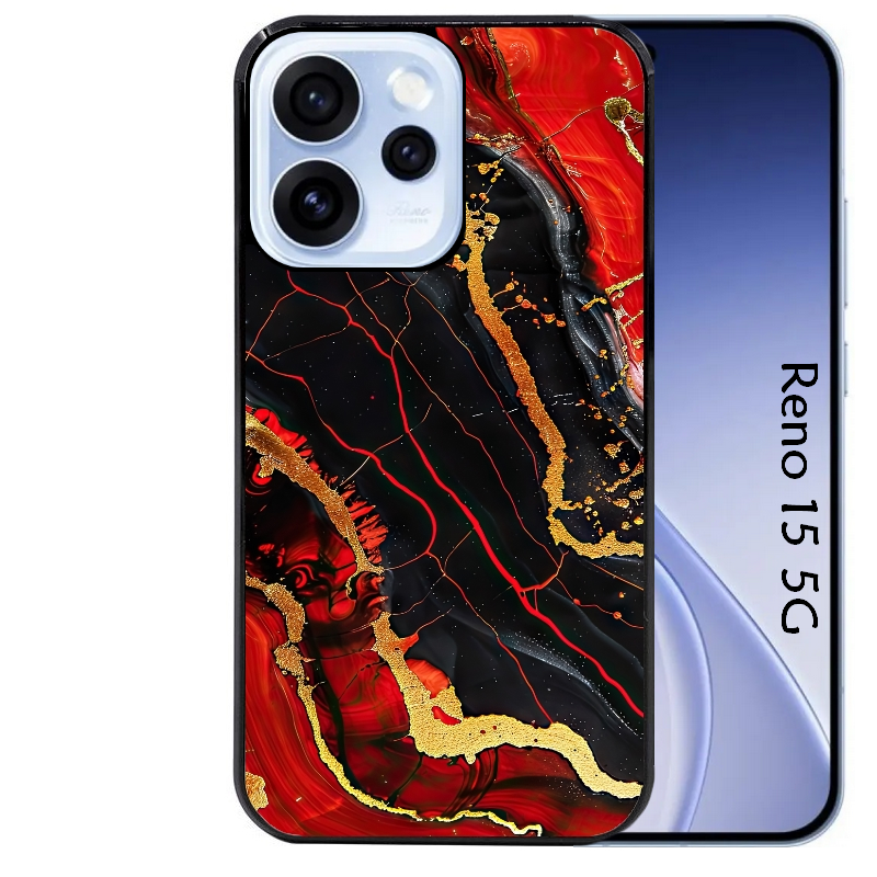 Coque noire taperso pour OPPO Reno 15 et F FS 5G avec motif marbre rouge protection antichoc personnalisée