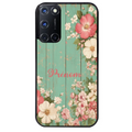 Coque noire taperso pour OPPO Reno 8 LITE avec motif bois et fleur avec votre prenom protection antichoc personnalisée
