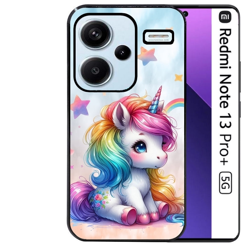Coque noire taperso pour Redmi Note 13 PRO PLUS 5G avec motif licorne et etoiles protection antichoc personnalisée