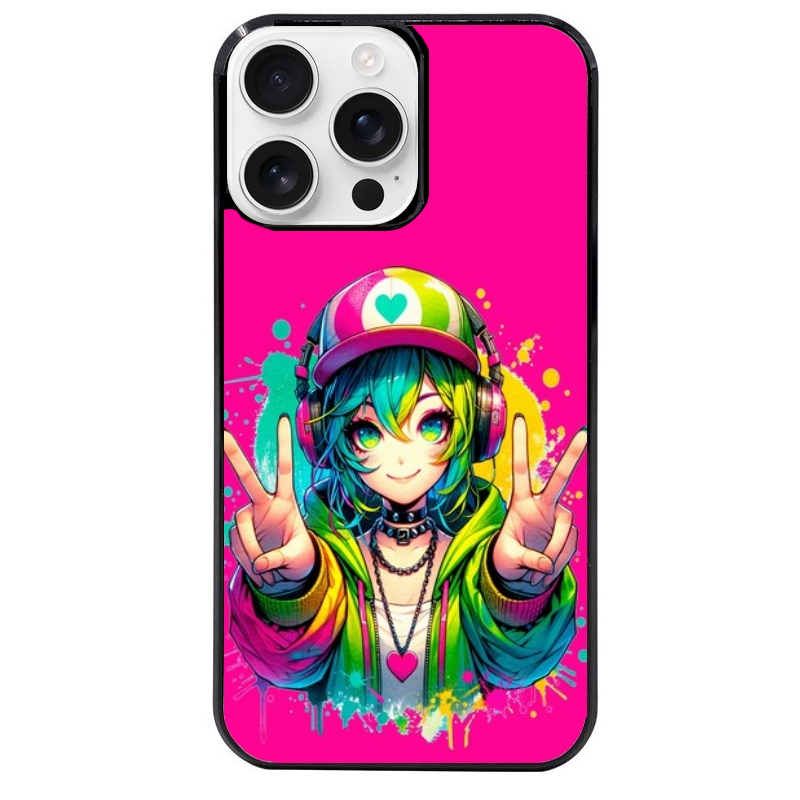 Coque noire taperso pour Iphone 16 16E PLUS MAX PRO avec motif anime manga et tag protection antichoc personnalisée