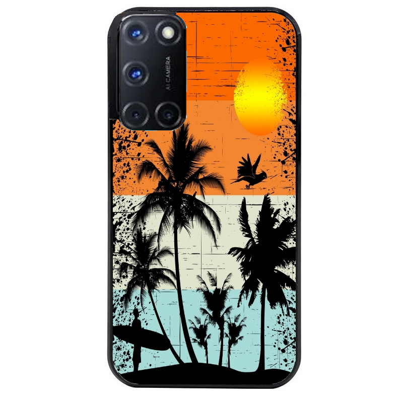 Coque noire taperso pour OPPO Reno 8 LITE avec motif hawai sun protection antichoc personnalisée