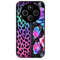 Coque noire taperso pour POCO C75 avec motif leopard et fleur protection antichoc personnalisée