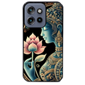 Coque noire taperso pour Moto Edge 60 et Neo Fusion Pro avec motif bouddha et lotus protection antichoc personnalisée