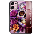 Coque noire taperso pour OPPO A6 PRO 4G et 5G avec motif tete de mort calavera violette protection antichoc personnalisée
