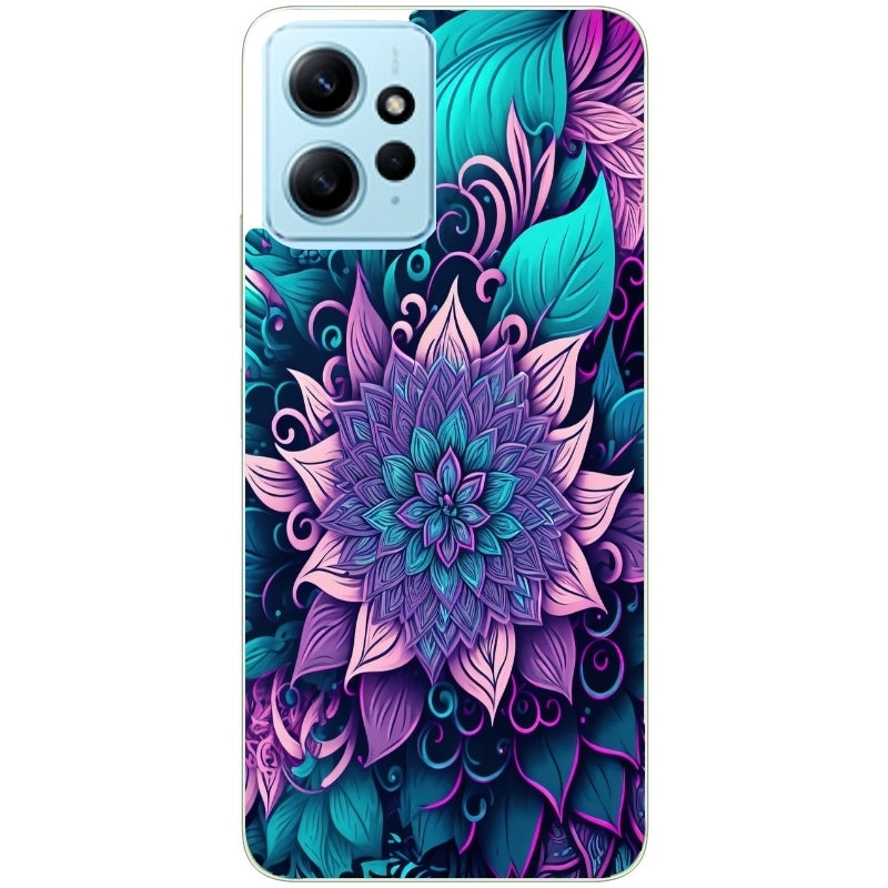 Coque taperso pour Redmi Note 12 4G 5G PRO 4G avec motif tropical mandala et fleur violet protection antichoc personnalisée