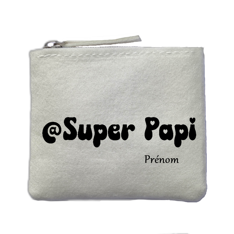 Porte monnaie personnalisé papi super ivoire en feutrine en feutrine ivoire