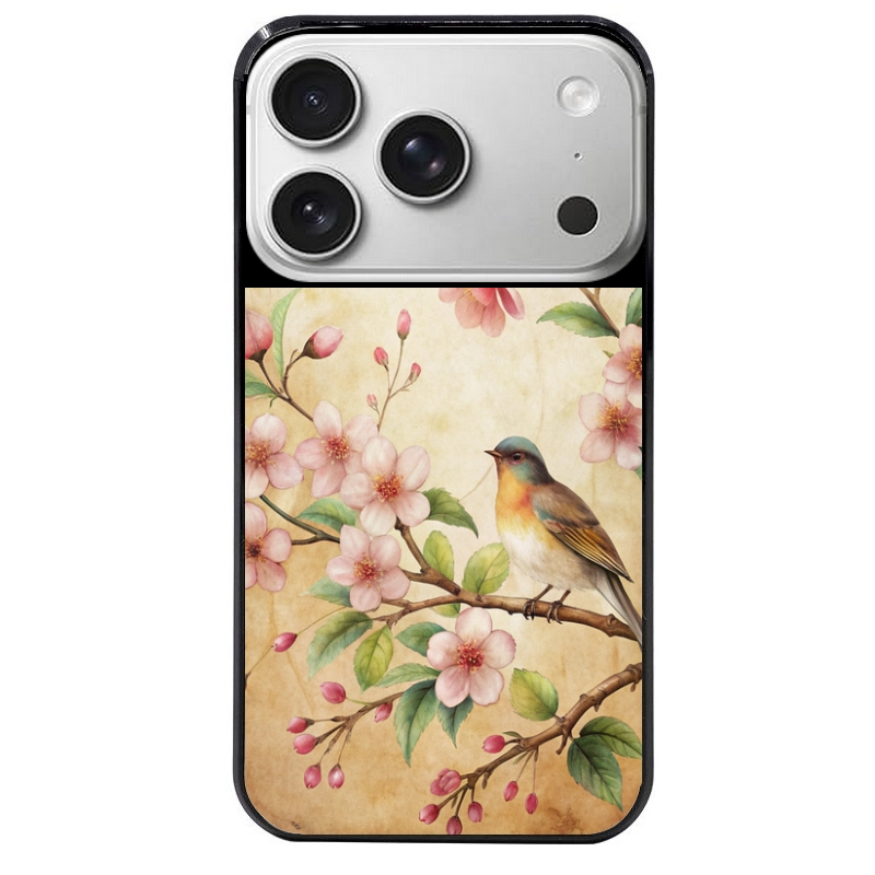 Coque noire taperso pour Iphone 17 17E AIR MAX PRO avec motif fleur et colibri protection antichoc personnalisée